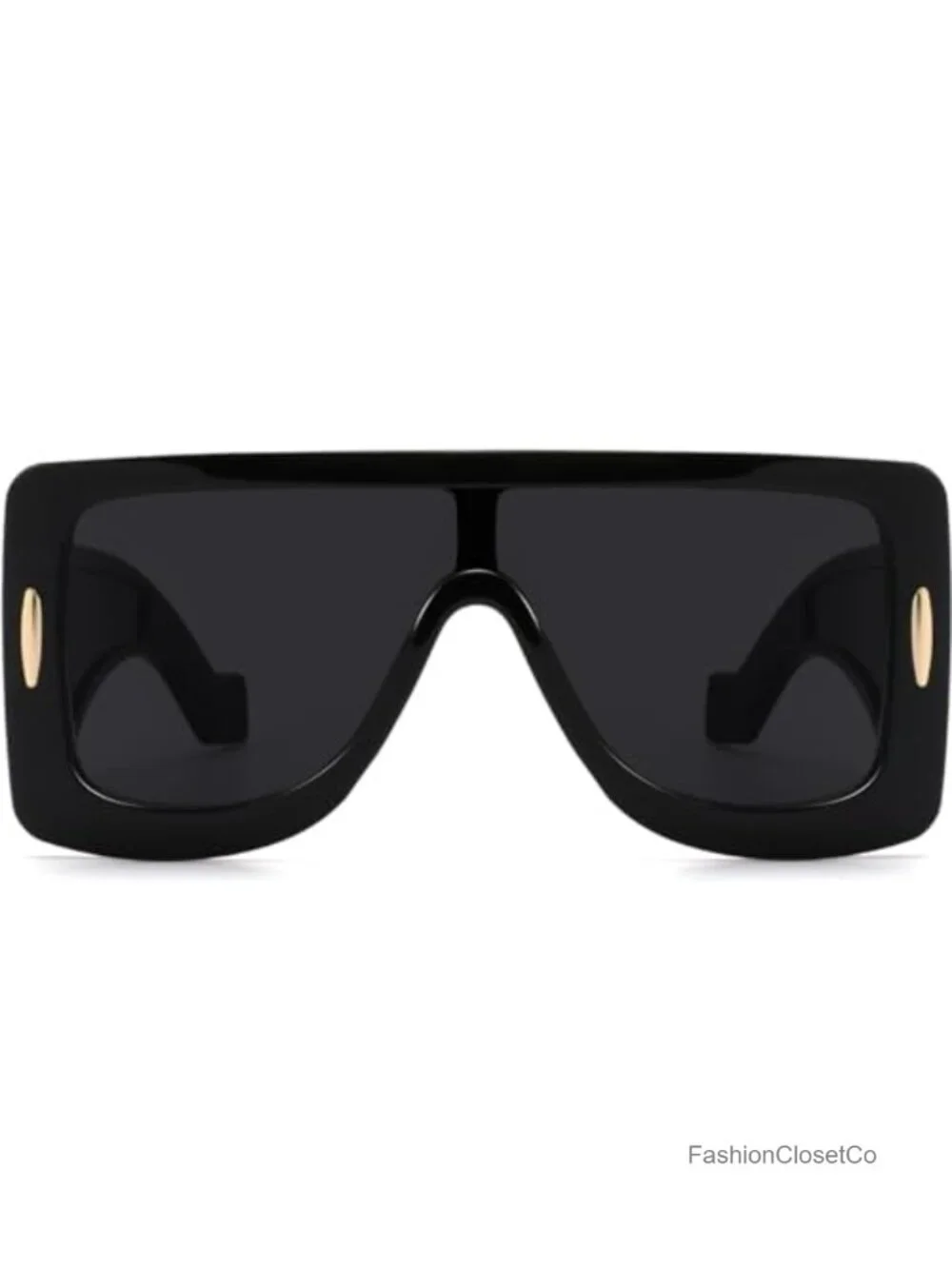 Trendy Anagram Mask Sunglasses Oversized Flat Top Shield UV Protection